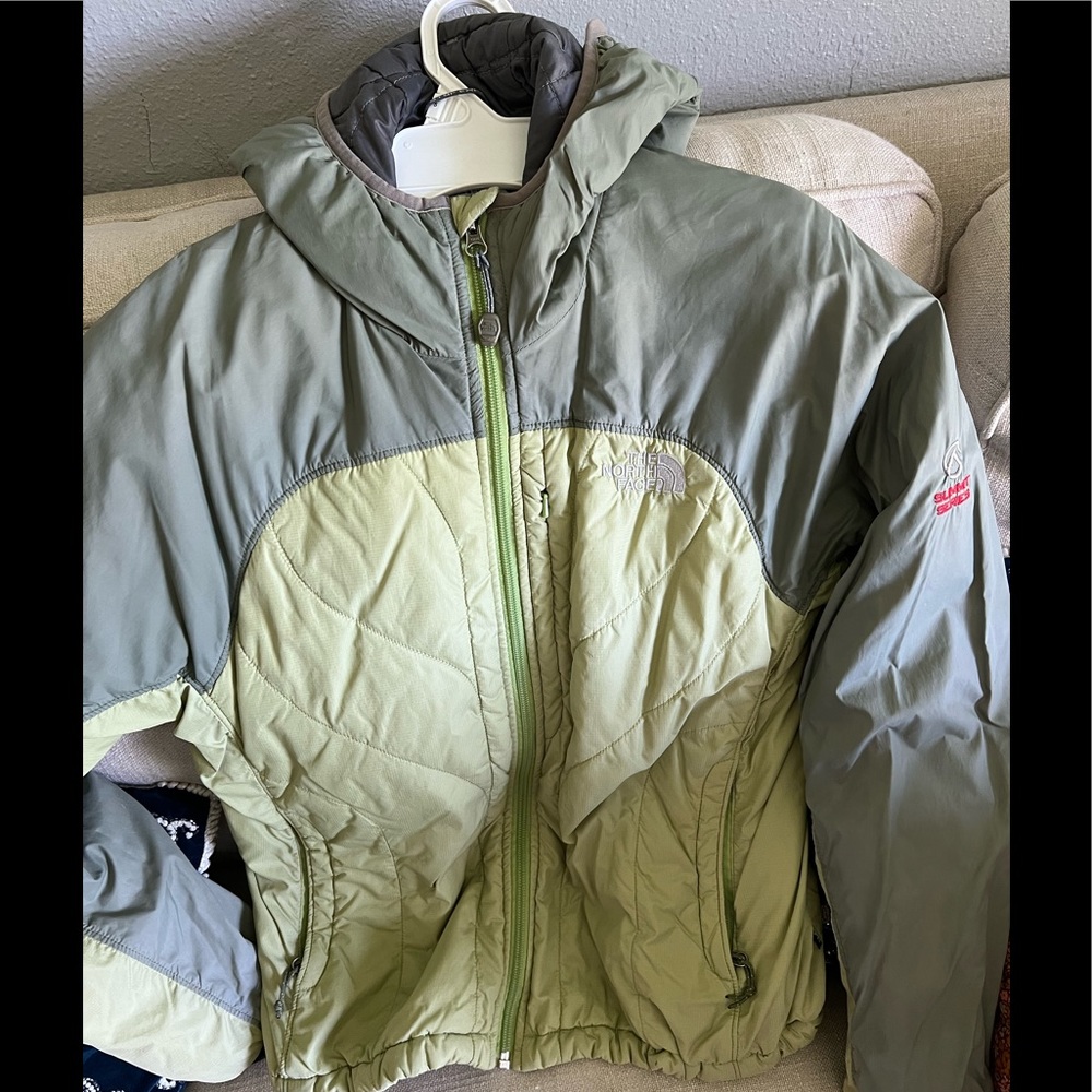 Two toned sage colored Northface jacket